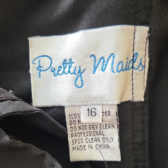 Pretty Maids Size 16 (Fits 17"ptp) Black High Low Dress with Embellished Straps - Picture 6 of 7
